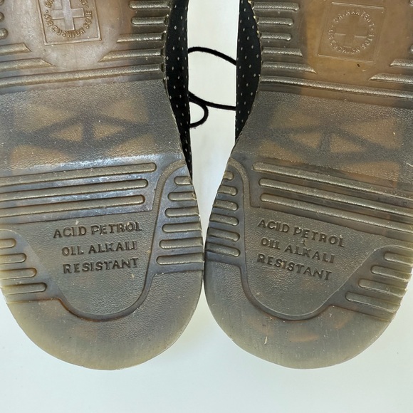 VTG Dr. Martens Polka Dot Oxford Shoes – Black Canvas Lace-Up Classic Punk Style - Picture 4 of 15